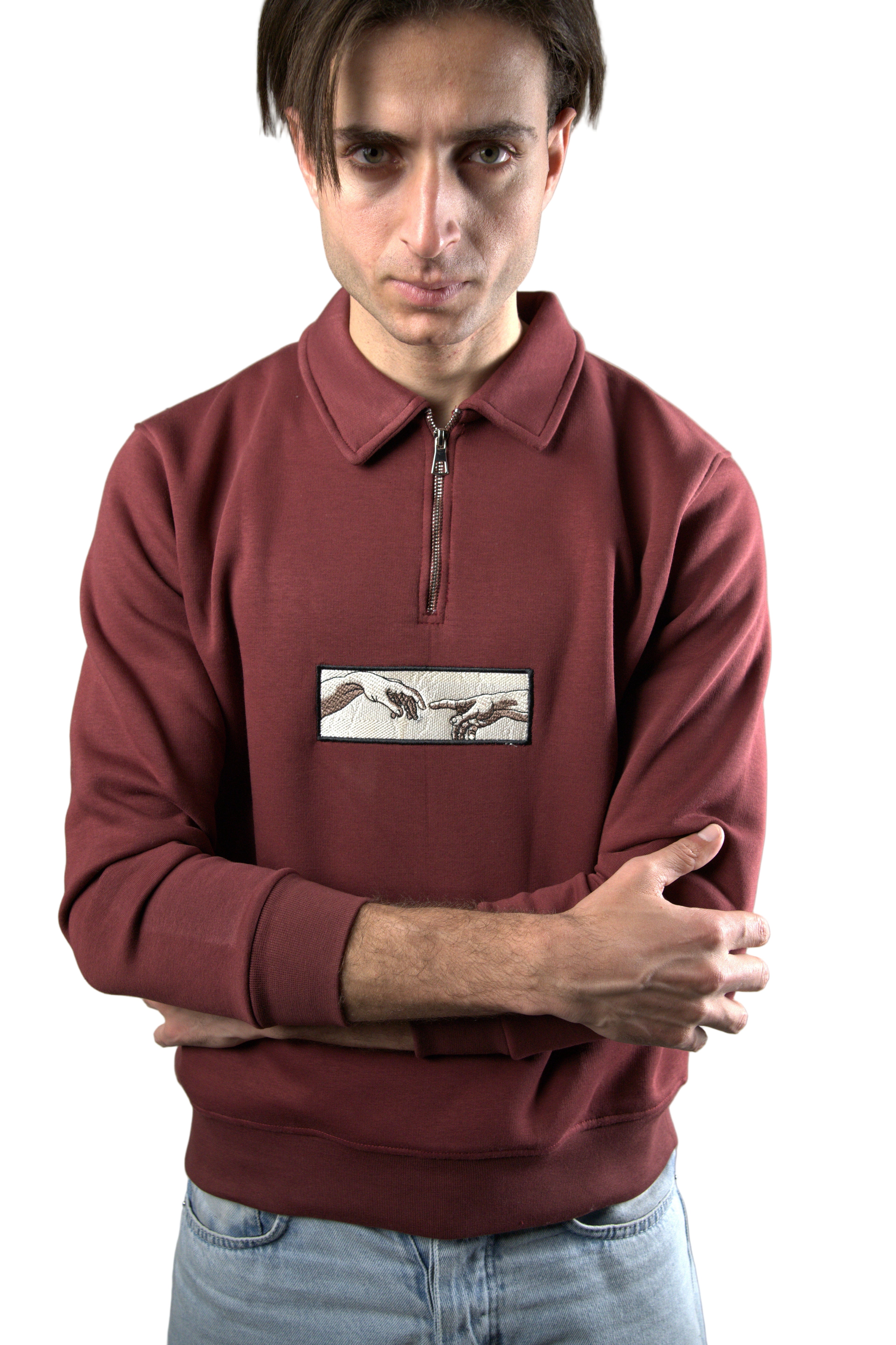 Embroidery Quarter Zipper Streetwear Sweatshirt