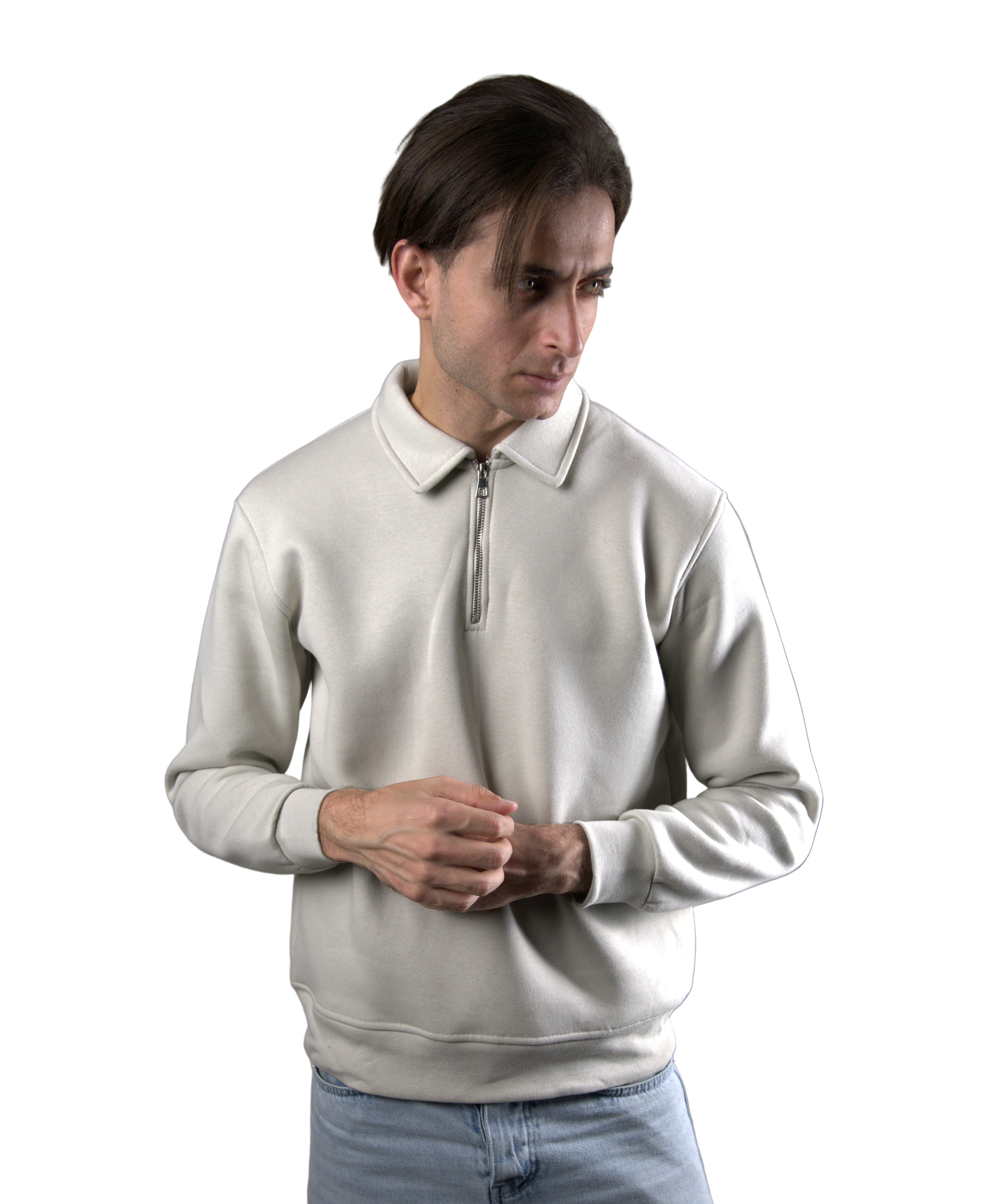 YUVA Silver Quarter Zipper Streetwear Sweatshirt