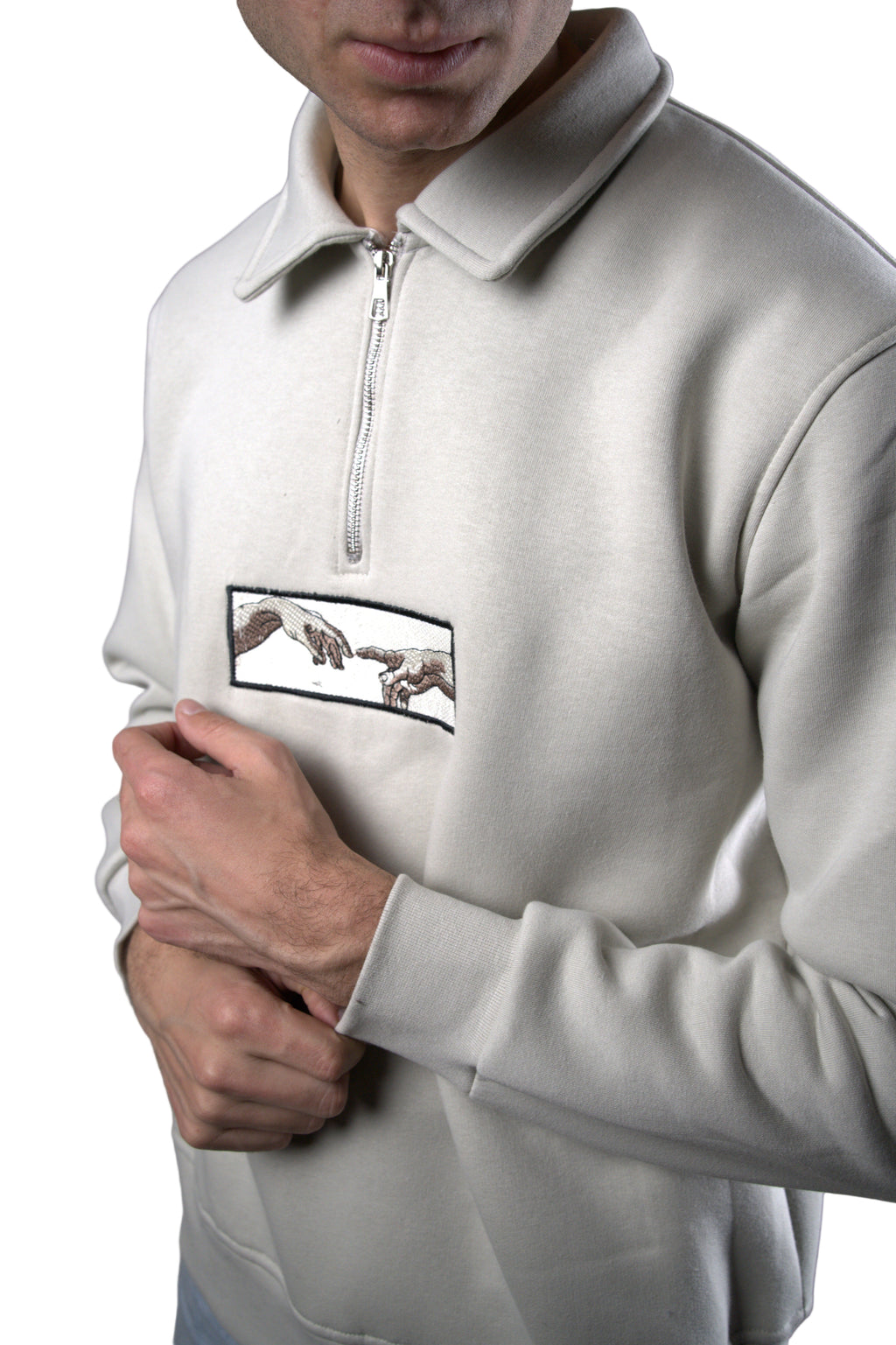Embroidery Quarter Zipper Streetwear Sweatshirt