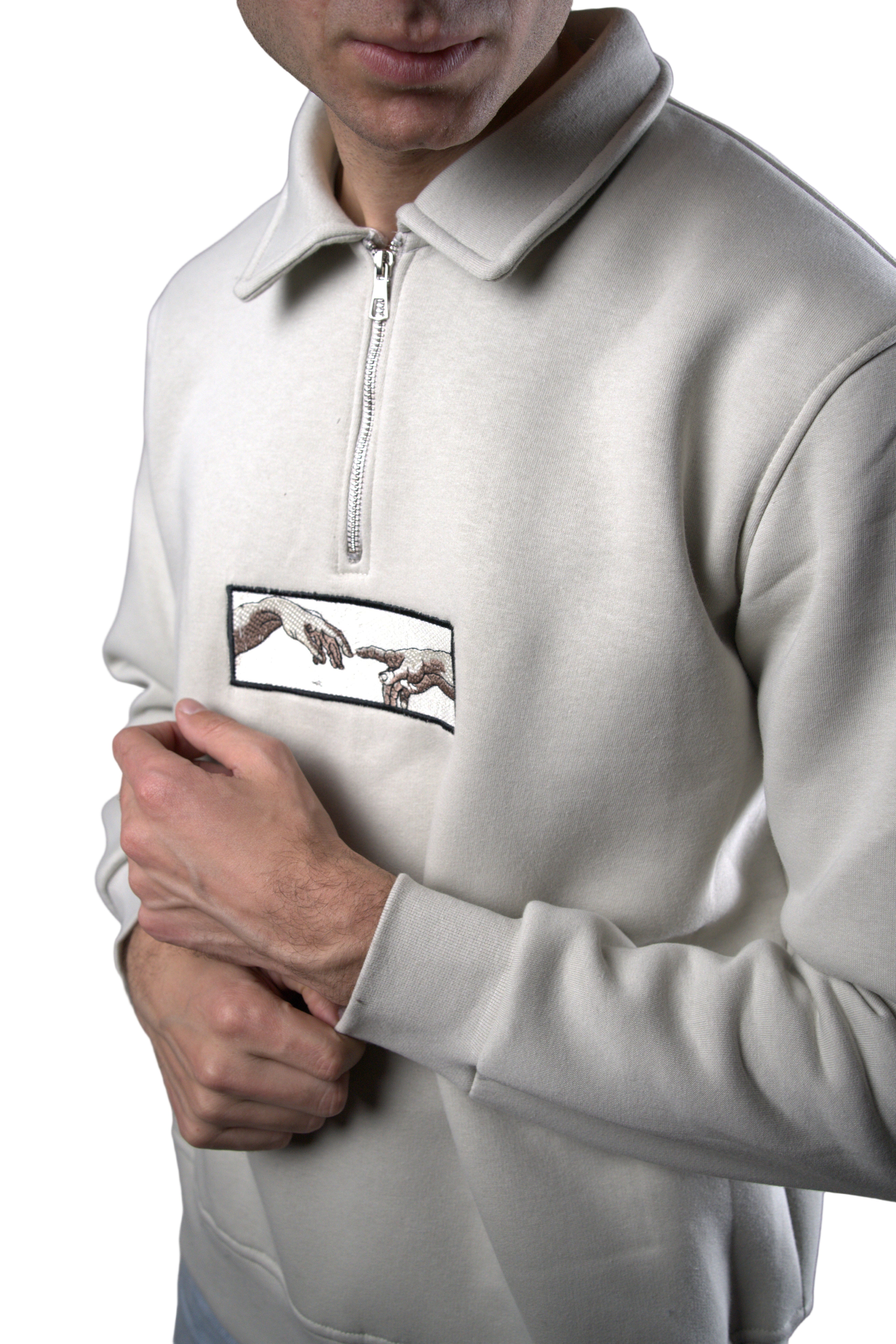 Embroidery Quarter Zipper Streetwear Sweatshirt
