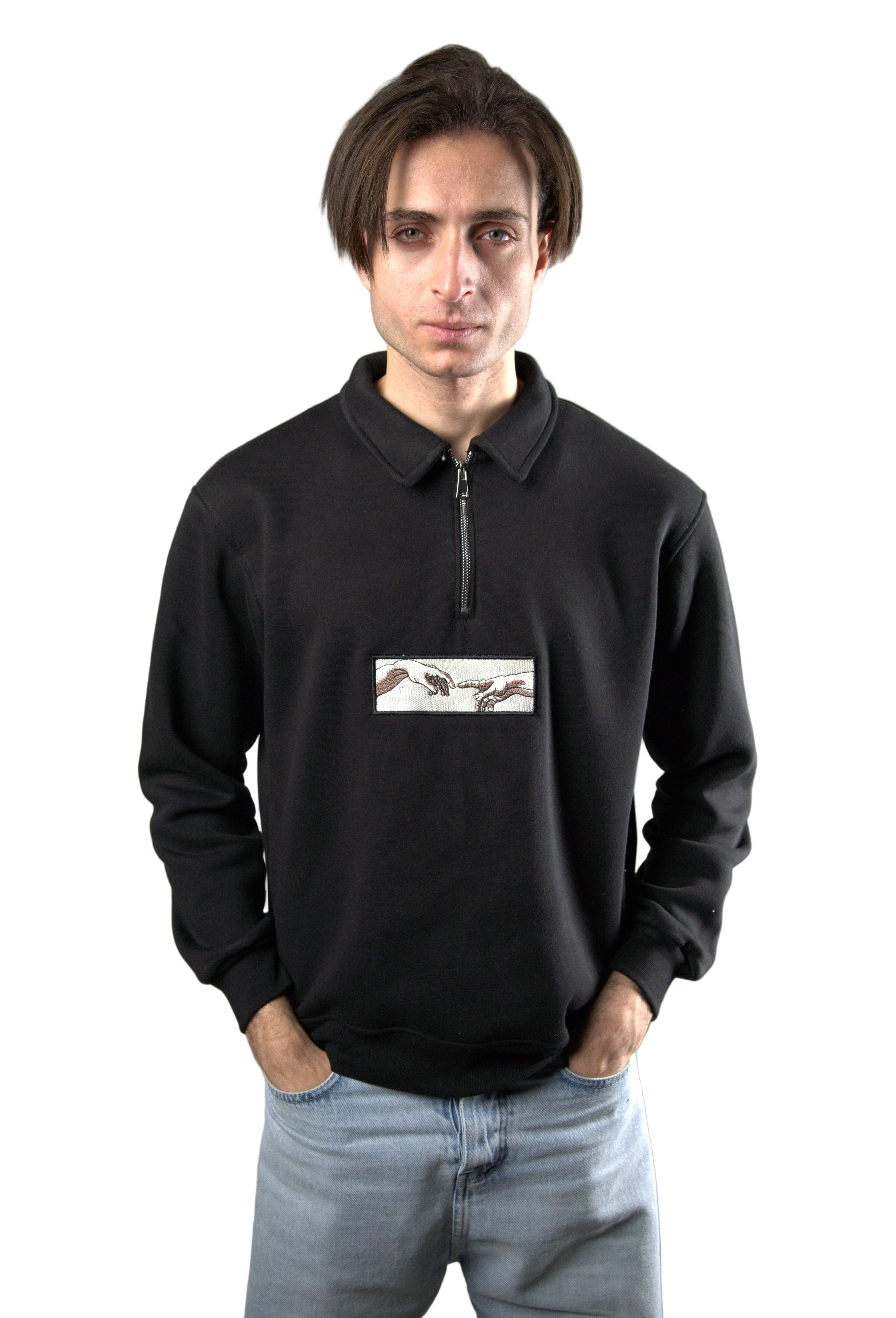 Embroidery Quarter Zipper Streetwear Sweatshirt
