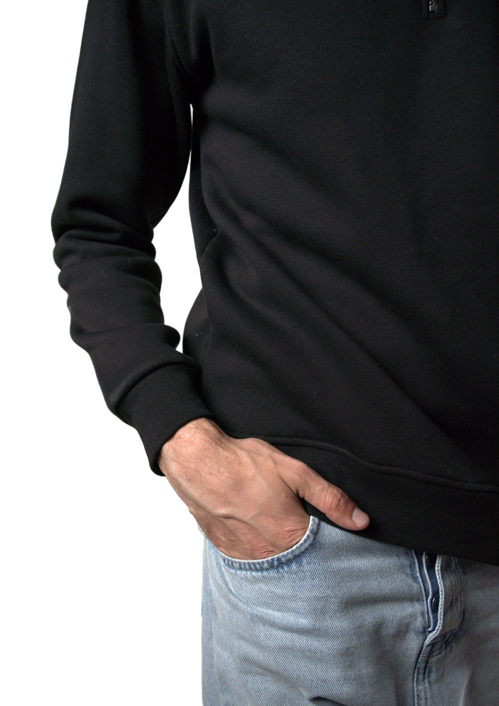 YUVA Black Quarter Zipper Streetwear Sweatshirt