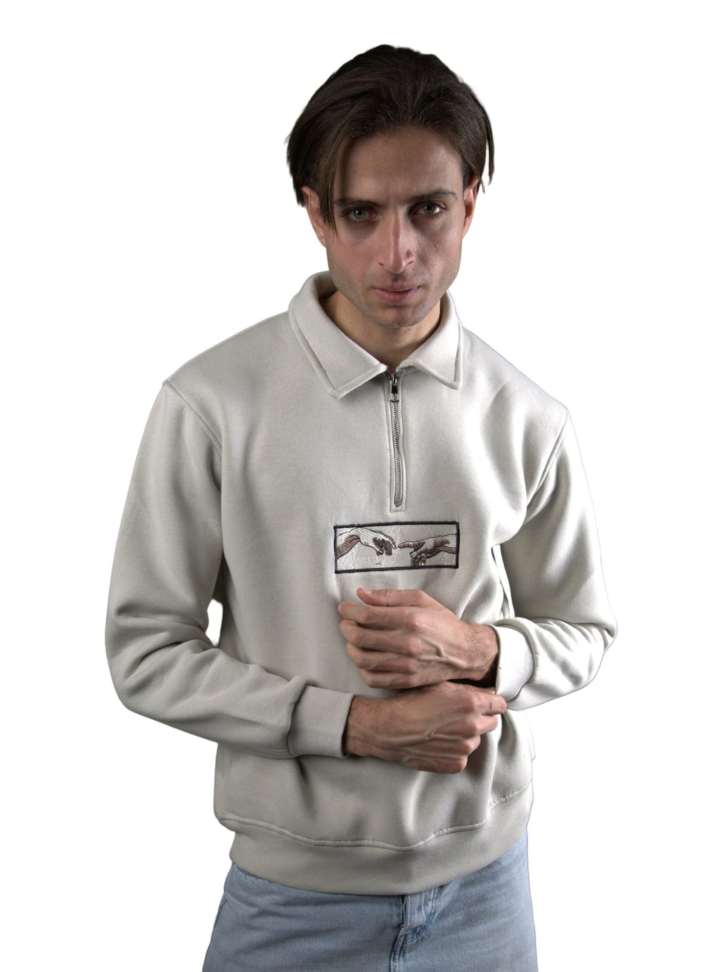 Embroidery Quarter Zipper Streetwear Sweatshirt - Premium Streetwear by YUVA YUVA